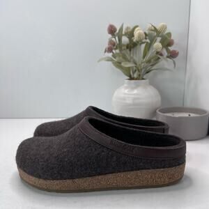 Haflinger Grizzly Torben Wool Felt Clogs Brown Women 39/8.5 NWOB Arch Support